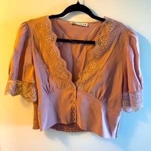 Zara crop lace blouse